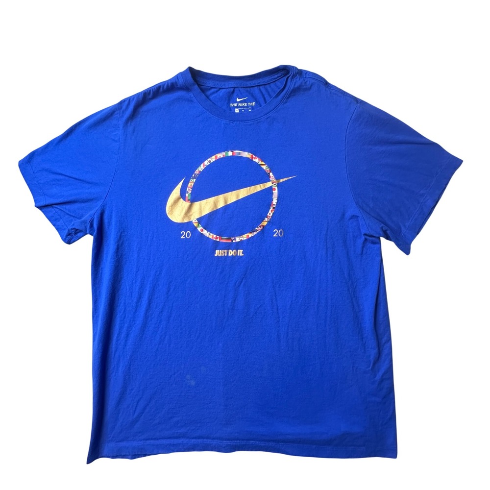 Nike T-Shirt Mens XL Blue 2020 International Flag Gold Swoosh Just Do It Graphic